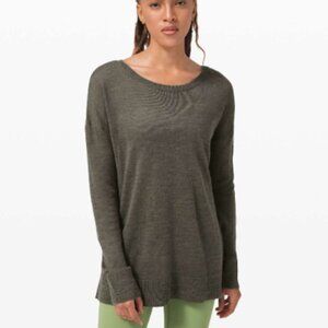 Lululemon Well Being Linen  Crew Sweater 6 Grey Sage
